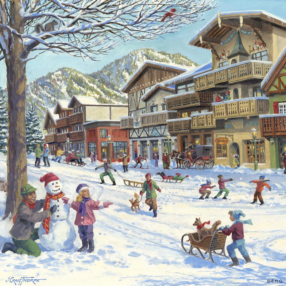 Seasons of Germany Collectors Tile: Winter - 4 German Seasons, 4S: German Winter, Collectibles, CT-220, German, Germany, Home & Garden, Kitchen Decorations, Tiles-Scenic, Top-GRMN-B