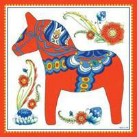 Red Swedish Dala Horse Wall Tile Design - Below $10, Blue, Collectibles, CT-150, Dala Horse, Dala Horse Red, Decorations, Home & Garden, Kitchen Decorations, Kitchen Magnets, Magnet Tiles, Magnets-Refrigerator, Red, swedish, Tiles-Swedish, Top-SWED-B