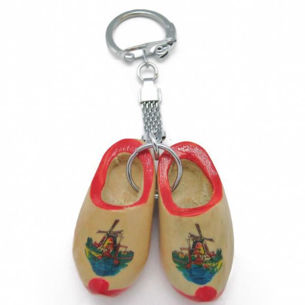 Dutch Wooden Shoes Keychain Natural - Apparel & Accessories, Black, Blue, Collectibles, Color, CT-551, CT-600, Decorations, Delft Blue, Dutch, green, Key Chains, Multi-Color, Natural Tulip, Natural-Red-Trim, Netherlands, PS-Party Favors, PS-Party Favors Dutch, Red, Top-DTCH-B, Toys, Tulips, Windmills, wood, Wooden Shoes-Key Chains, Yellow