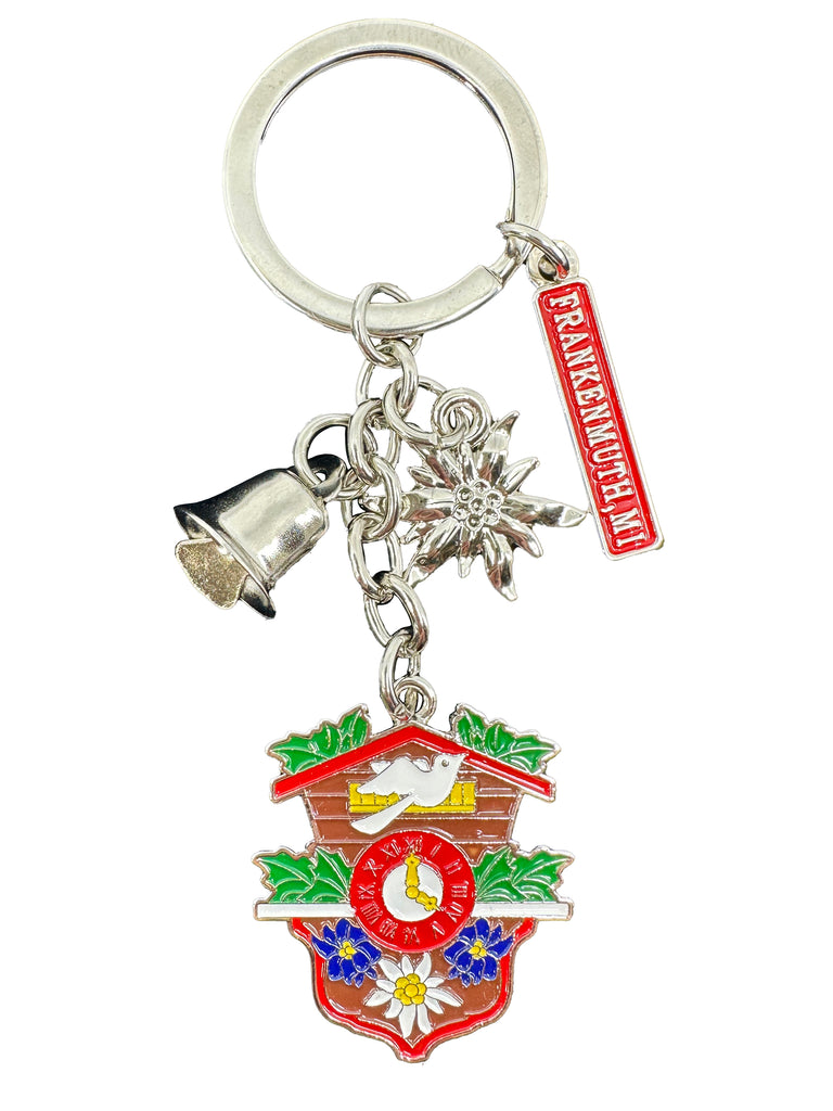 SKU: K411F  | DZ/EA Cost: 3.25/3.75 | KEYCHAIN: CLOCK/CHARM/RED/FRA