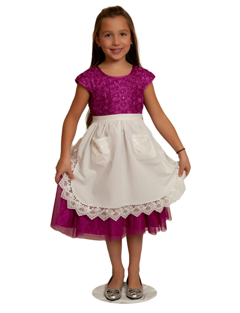Deluxe Girls Victorian Lace Costume Half Apron Beige Ages 4-16 - $10 - $20, Apparel- Aprons - Half, Apparel-Costumes, Apparel-Kitchenware, CT-700, Ecru, General Gift, s, Top-GNRL-A, White