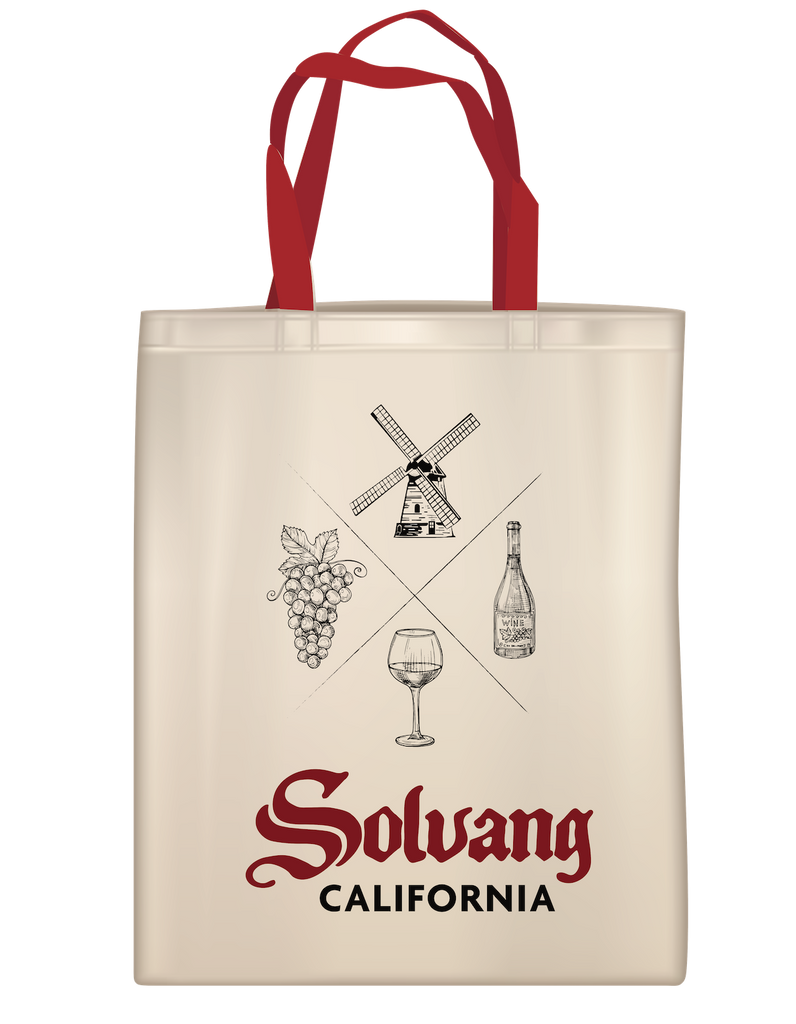 SKU: L795 | DZ/EA:  3.75/4.25 | CLOTH TOTE BAG: SOLVANG CALIF