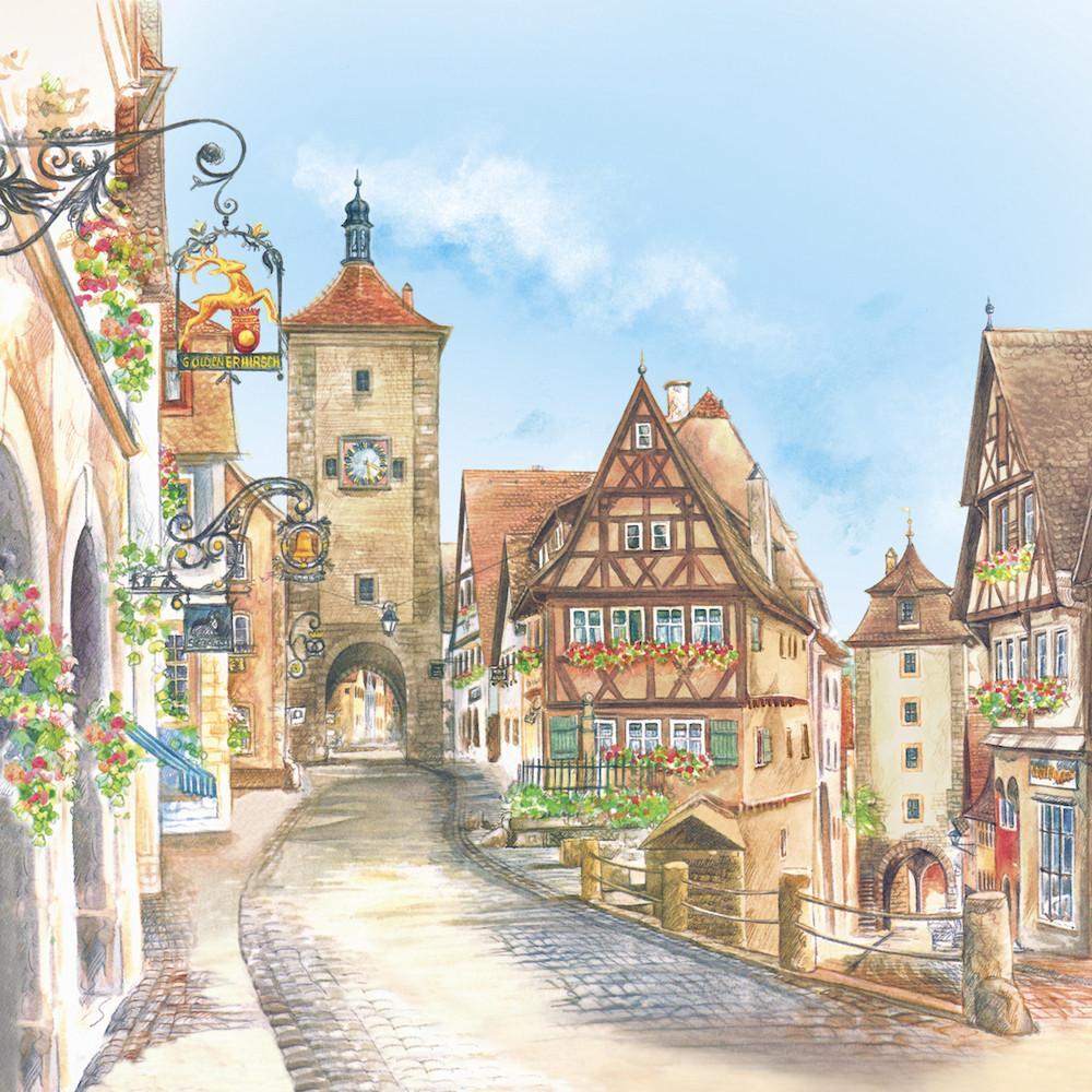 German Rothenberg Refrigerator Color Tile Magnet - Collectibles, CT-220, CT-520, Euro Village, German, Germany, Home & Garden, Kitchen Magnets, Magnet Tiles, Magnet Tiles-Scenic, Magnets-Refrigerator, PS-Party Favors, PS-Party Favors German