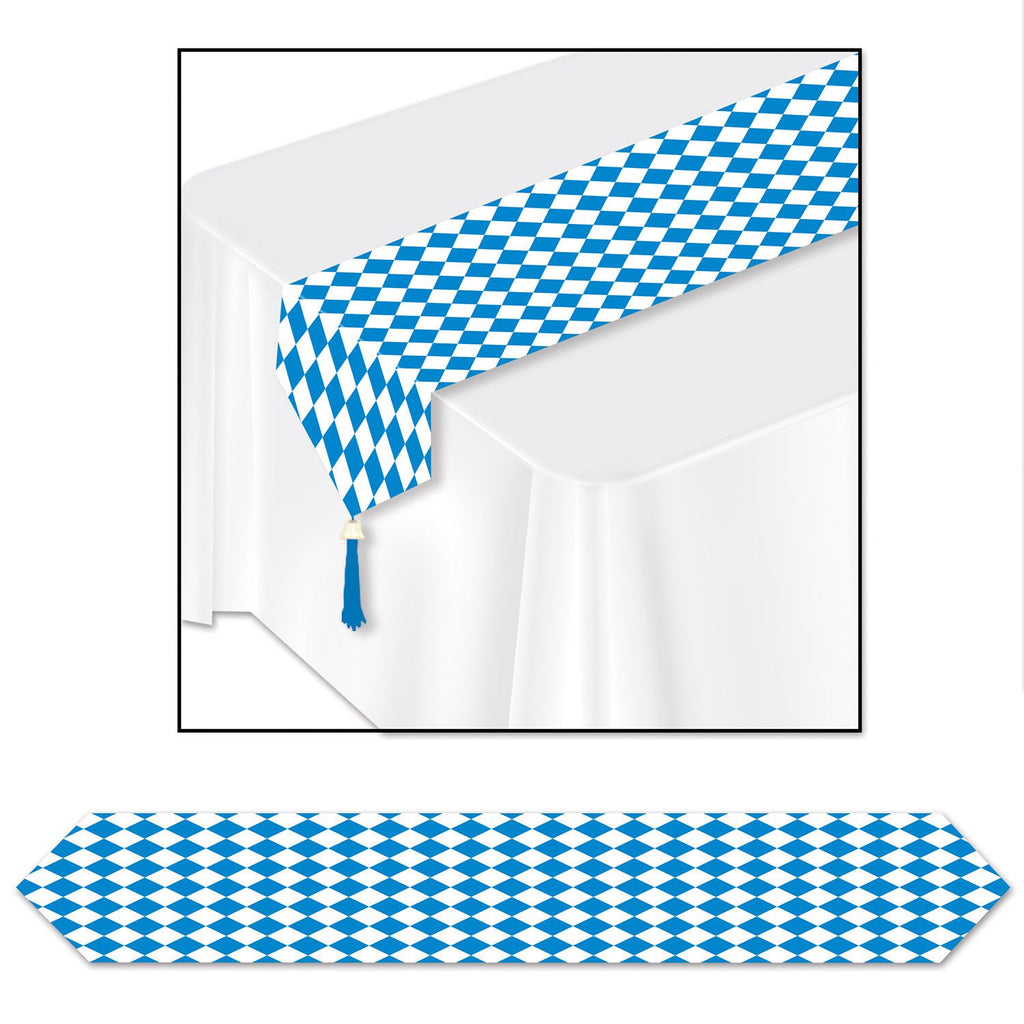 Printed Blue and White Oktoberfest Table Runner 11 inches x 6' - Oktoberfest, PS- Oktoberfest Decorations, PS- Oktoberfest Essentials-All OKT Items, PS- Oktoberfest Table Decor, Tableware - 2