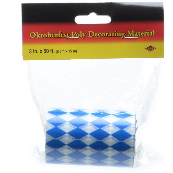 Oktoberfest Bavarian Check Poly Decorating Material 50 Feet - Bavarian Blue White Checkers, Bayern, Hanging Decorations, Oktoberfest, PS- Oktoberfest Decorations, PS- Oktoberfest Essentials-All OKT Items, PS- Oktoberfest Hanging Decor, PS- Oktoberfest Table Decor, PS-Party Supplies, Tableware - 2