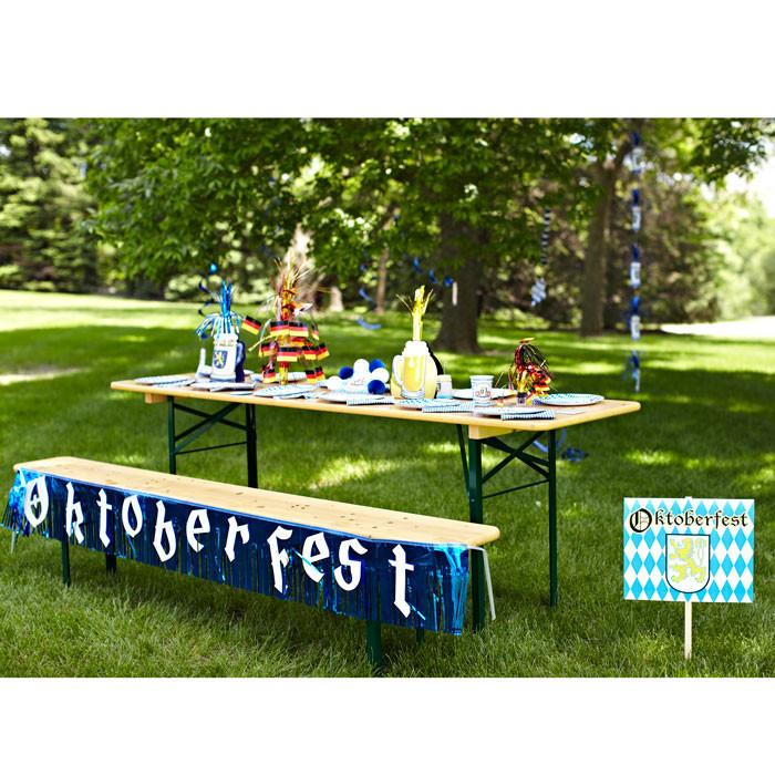 7.5 Foot Oktoberfest Fringed Metalic Banner Party Decorations - $10 - $20, Banners, Blue/White, Hanging Decorations, Oktoberfest, PS- Oktoberfest Decorations, PS- Oktoberfest Essentials-All OKT Items, PS- Oktoberfest Hanging Decor, PS- Oktoberfest Table Decor, PVC, Tableware - 2 - 3 - 4