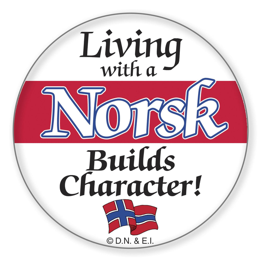 Metal Button  inchesLiving with a Norsk inches - Apparel-Costumes, Below $10, Festival Buttons, Festival Buttons-Norwegian, Metal Festival Buttons, Norwegian, PS-Party Favors, SY: Living with a Norsk, Top-NRWY-B