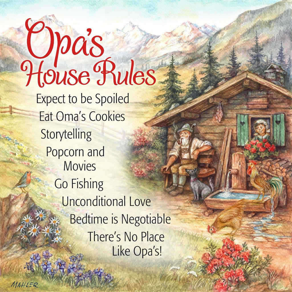  inchesOpa's House Rules inches German Gift Idea Ceramic Wall Tile - CT-100, CT-102, CT-210, CT-220, Dutch, Kitchen Decorations, New Products, NP Upload, Oma & Opa, Opa, SY:, SY: Opas House Rules, Tiles, Under $10, Yr-2015
