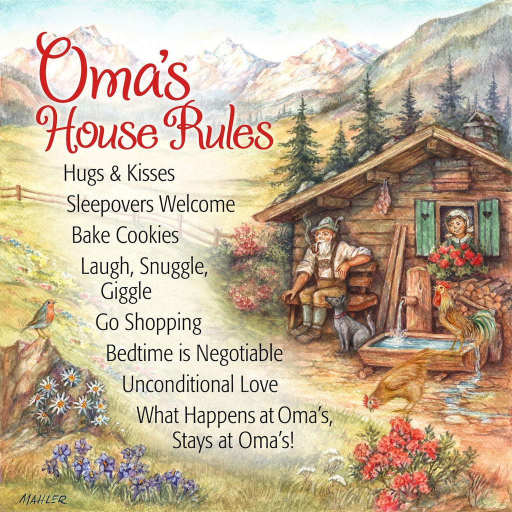  inchesOma's House Rules inches German Gift Idea Ceramic Wall Tile - CT-100, CT-102, CT-210, CT-220, Dutch, Kitchen Decorations, New Products, NP Upload, Oma, Oma & Opa, SY:, SY: Omas House Rules, Tiles, Under $10, Yr-2015