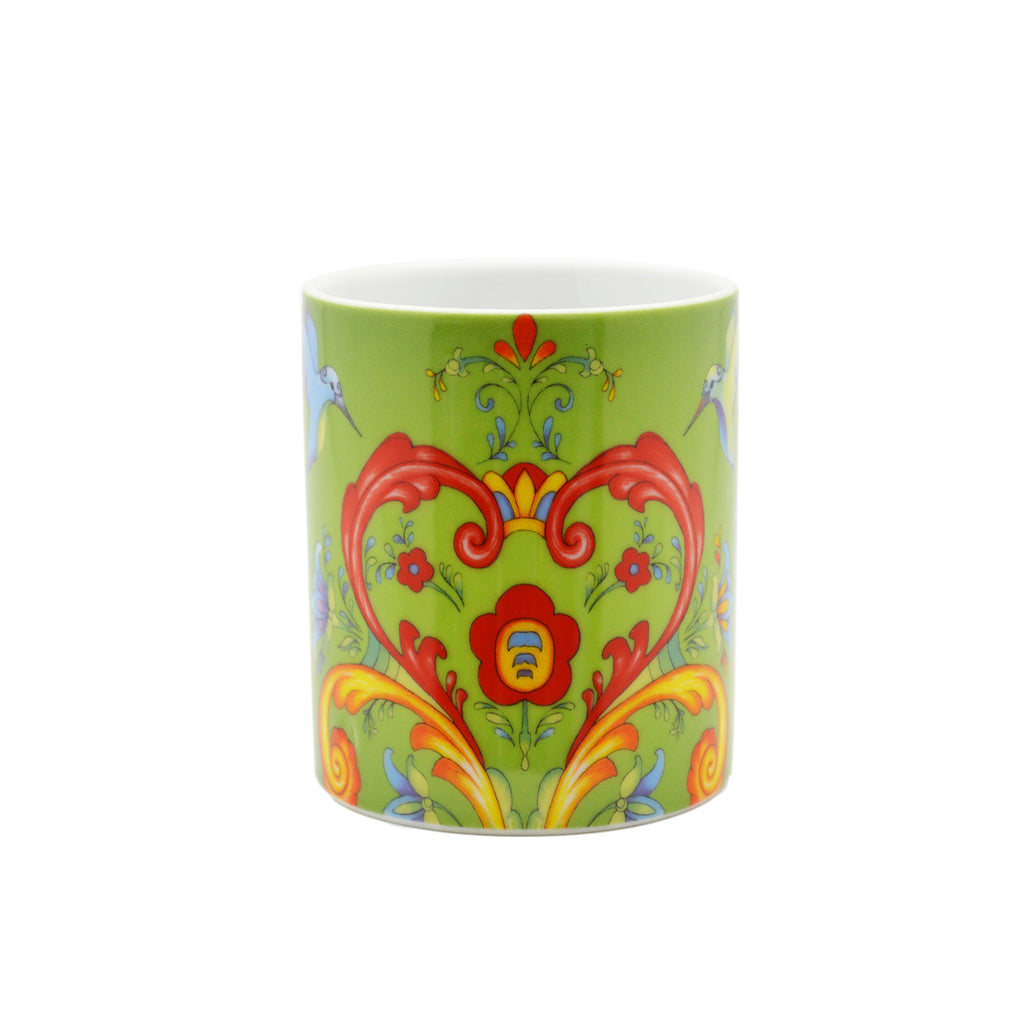 Ceramic Coffee Mug Green Rosemaling - Coffee Mugs, Coffee Mugs-German, Coffee Mugs-Swedish, CT-500, European, New Products, NP Upload, Rosemaling, Scandinavian, Under $10, Yr-2015 - 2