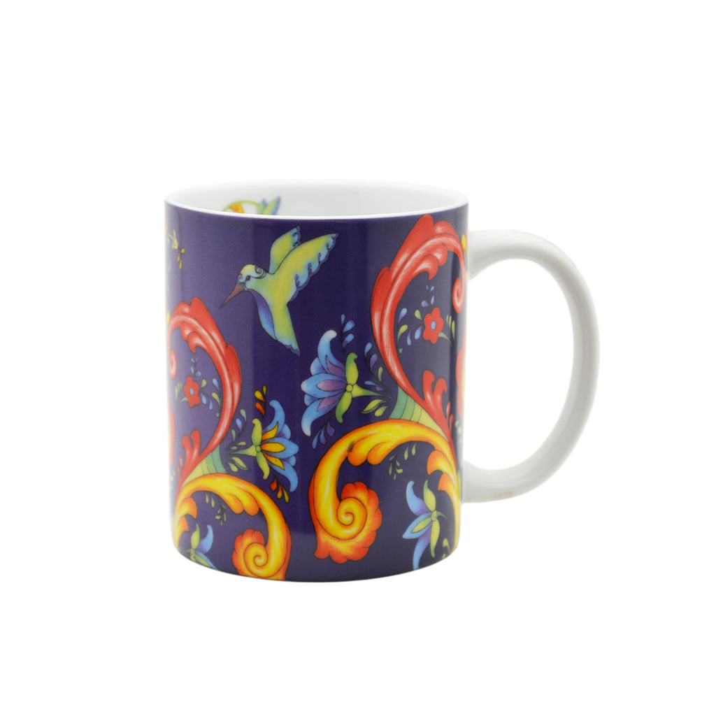 Ceramic Coffee Mug Blue Rosemaling - Coffee Mugs, Coffee Mugs-German, Coffee Mugs-Swedish, CT-500, European, New Products, NP Upload, Rosemaling, Scandinavian, Under $10, Yr-2015