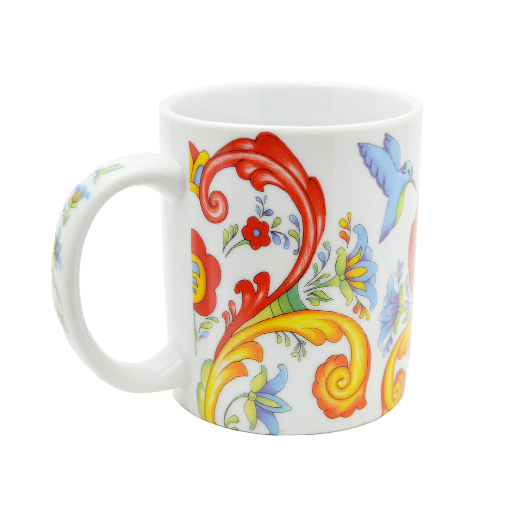 Ceramic Coffee Mug Colorful Rosemaling - Coffee Mugs, Coffee Mugs-German, Coffee Mugs-Swedish, CT-500, European, New Products, NP Upload, Rosemaling, Scandinavian, Top-SWED-A, Under $10, Yr-2015 - 2 - 3