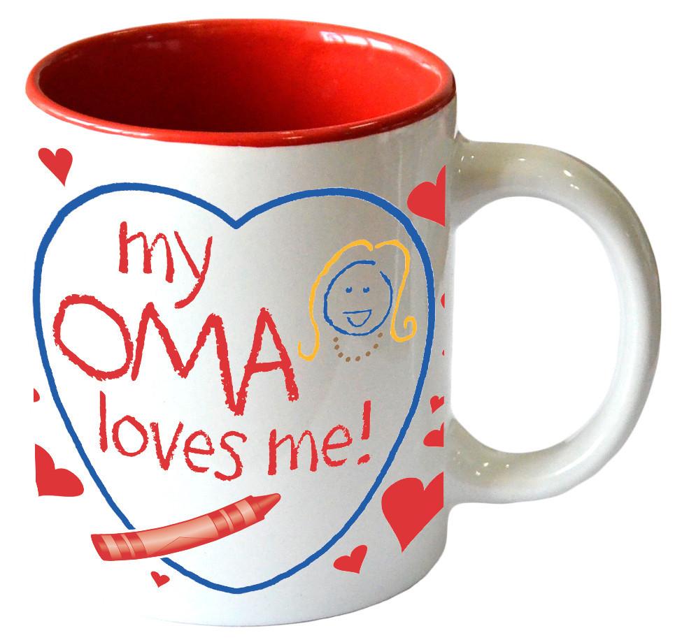 Gift for Oma's Grandchildren Mug   inchesMy Oma Loves Me inches - Ceramics, Coffee Mugs, Coffee Mugs-Dutch, Coffee Mugs-German, CT-100, CT-102, CT-500, New Products, NP Upload, Oma, SY: Oma Loves Me, Tableware, Under $10, Yr-2017