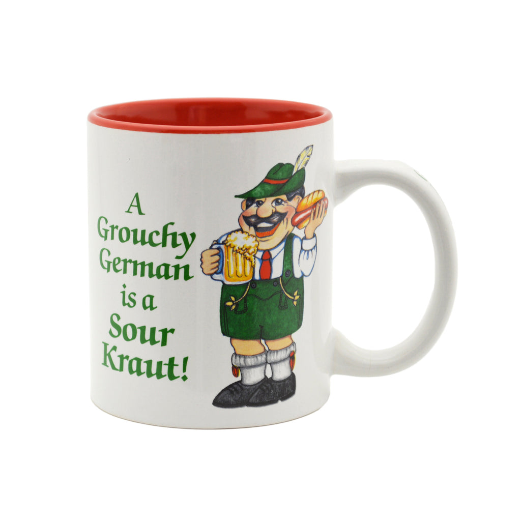 German Gift Idea Mug  inchesA Grouchy German Is A Sour Kraut inches - Coffee Mugs, Coffee Mugs-German, CT-500, German, New Products, NP Upload, PS-Party Favors German, SY:, SY: Grouchy German, Under $10, Yr-2016