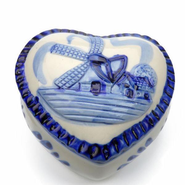 Delft Blue & White Ring Box Embossed Windmill Design - Delft Blue, Dutch, Home & Garden, Jewelry Holders, PS-Party Favors, Windmills