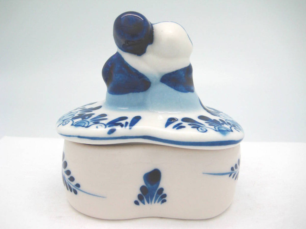 Kissing Couple On Blue and White Ring Box - Home & Garden, Jewelry Holders, PS-Party Favors - 2 - 3 - 4 - 5