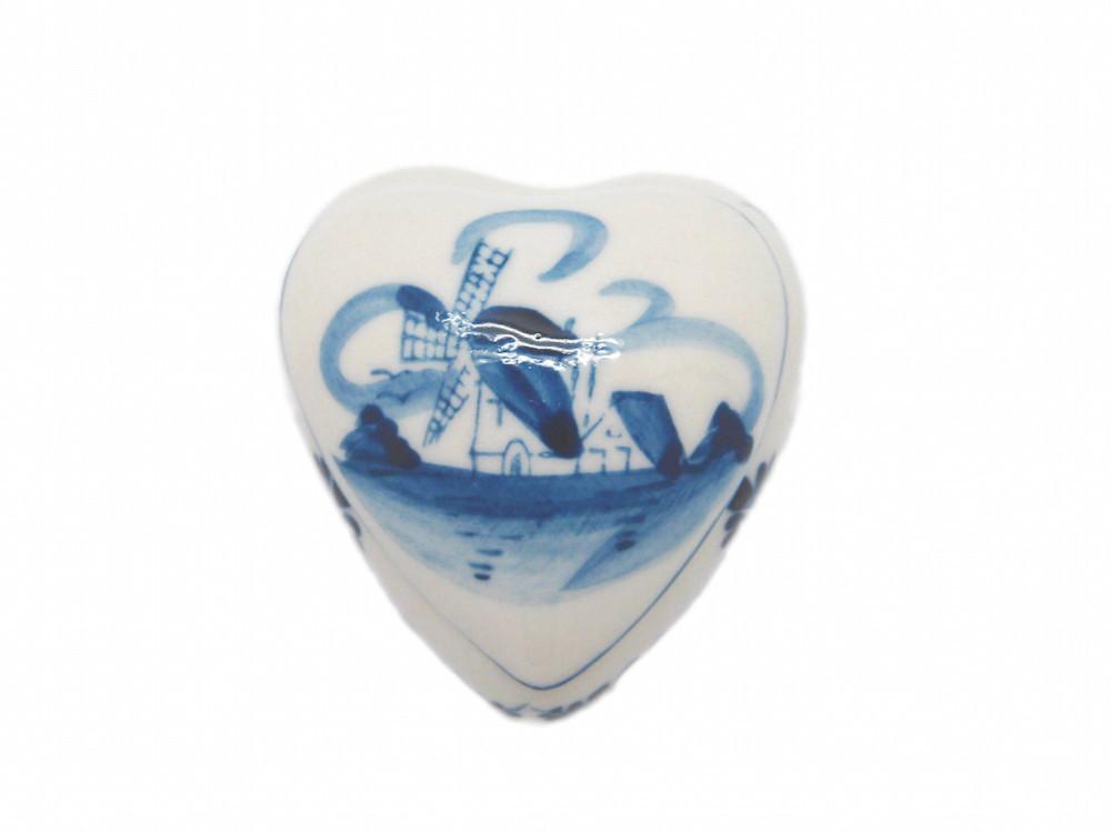 Delft Ceramic Heart Box - Delft Blue, Dutch, Under $10, Windmills