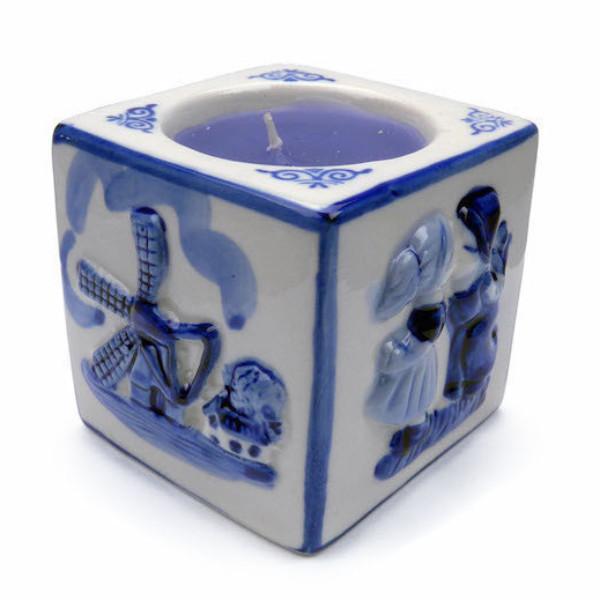 Delft Blue Votive Candles Embossed Mill & Kiss - Candle Holders, Candles, Collectibles, Delft Blue, Dutch, Home & Garden, Kissing Couple, PS-Party Favors, Votive, Windmills