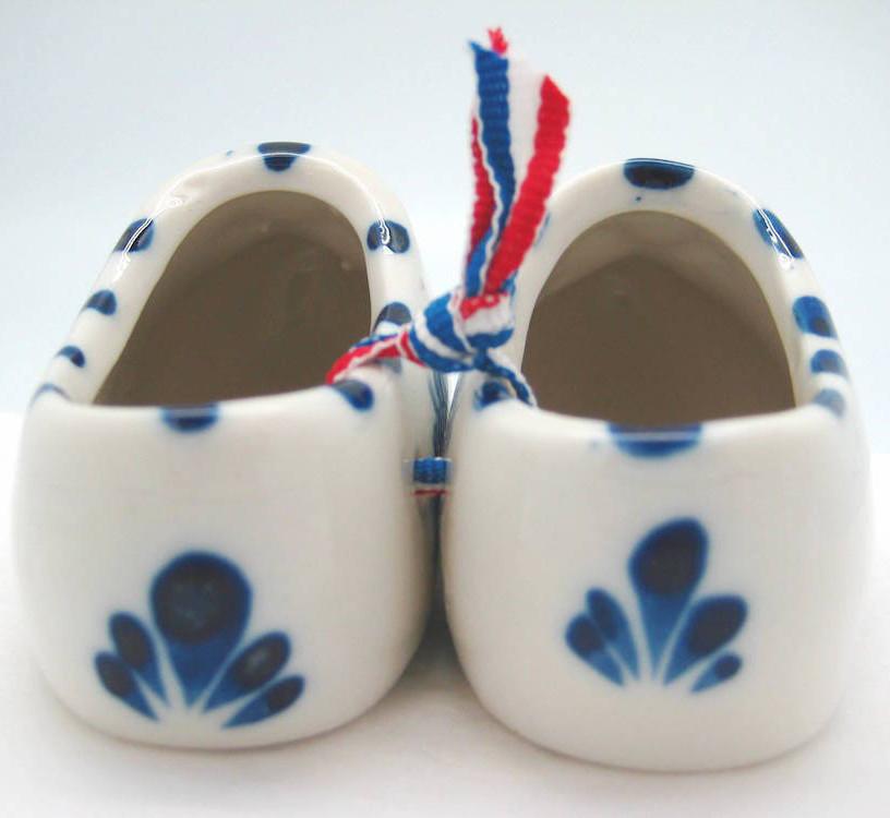 Pair of Delft Shoe with Embossed Windmill Design - 2.5 inches, 3 inches, 3.75 inches, Ceramics, CT-600, Decorations, Delft Blue, Dutch, Home & Garden, Netherlands, PS-Party Favors, PS-Party Favors Dutch, shoes, Size, Top-DTCH-B, Windmills, Wooden Shoe-Ceramic - 2