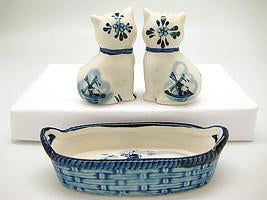 Cats Pepper and Salt Shakers: Cats/Basket - Animal, Below $10, Ceramics, Collectibles, Delft Blue, Dutch, Home & Garden, Kitchen Decorations, S&P Sets, Tableware, Top-DTCH-A, Under $10 - 2 - 3