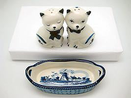 Cats Pepper and Salt Shakers: Cats/Basket - Animal, Below $10, Ceramics, Collectibles, Delft Blue, Dutch, Home & Garden, Kitchen Decorations, S&P Sets, Tableware, Top-DTCH-A, Under $10 - 2
