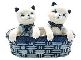 Kittens Pepper and Salt Shakers: Kittens/Basket - Animal, Below $10, Collectibles, Delft Blue, Dutch, Home & Garden, Kitchen Decorations, S&P Sets, Tableware, Under $10