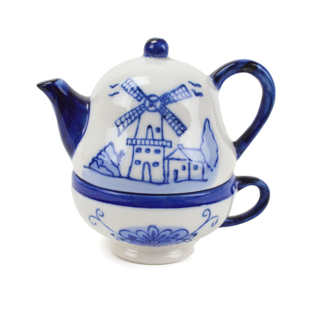 Ceramic Pepper and Salt Shakers: Tea Cup/Pot - Below $10, Ceramics, Collectibles, Delft Blue, Dutch, Ethnic Dolls, Home & Garden, Kitchen Decorations, S&P Sets, Tableware, Tea, Tea Pots, Under $10, Windmills