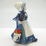 Delf Blue and White Milkmaid With Colored Tulips - Collectibles, Decorations, Delft Blue, Dutch, Figurines, Home & Garden, L, Milkmaid, PS-Party Favors, PS-Party Favors Dutch, Size, Small, Top-DTCH-B, Tulips - 2 - 3