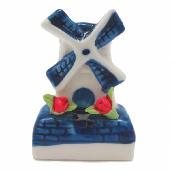 Miniature Ceramic Windmill with Tulips - Collectibles, Delft Blue, Dutch, Home & Garden, Miniatures, Miniatures-Dutch, PS-Party Favors, PS-Party Favors Dutch, Tulips, Windmills
