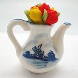 Miniature Ceramic Teapot with Tulips - Collectibles, Delft Blue, Dutch, Home & Garden, Miniatures, Miniatures-Dutch, PS-Party Favors, PS-Party Favors Dutch, Tea, Tea Pots, Top-DTCH-B, Tulips - 2
