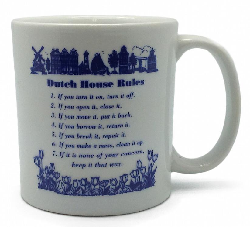 Ceramic Coffee Mug:  inchesDutch House Rules inches - Coffee Mugs, Coffee Mugs-Dutch, Collectibles, Drinkware, Dutch, Home & Garden, SY: House Rules-Dutch, Tableware