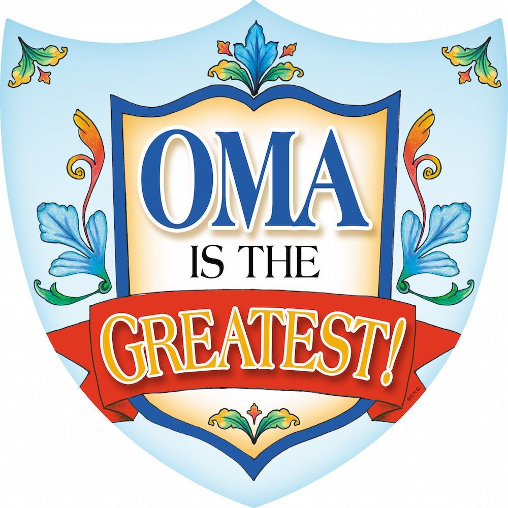 Ceramic Decoration Shield Oma - Collectibles, CT-100, CT-102, CT-210, CT-220, Decorations, Dutch, German, Germany, Home & Garden, Kitchen Decorations, Oma, Shield, SY: Oma is the Greatest, Tiles-Shields-German