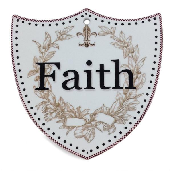 Ceramic Decoration Shield Faith - Collectibles, Decorations, General Gift, German, Germany, Home & Garden, Kitchen Decorations, Shield, Tiles-Shields