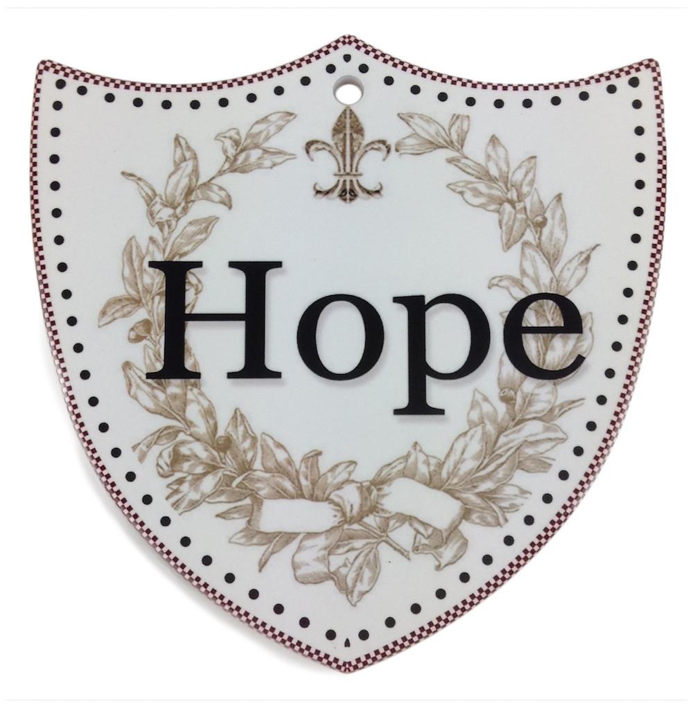 Ceramic Decoration Shield Hope - Collectibles, Decorations, General Gift, German, Germany, Home & Garden, Kitchen Decorations, Shield, Tiles-Shields
