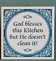Inspirational Plaque: God Blesses Kitchen.. - Below $10, Collectibles, General Gift, Kitchen Decorations, SY: God Blesses Kitchen, Tiles-Sayings, Under $10 - 2