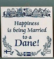 Happiness Married Dane:Inspirational Wall Plaque - Below $10, Collectibles, CT-205, Danish, Home & Garden, Kissing Couple, Kitchen Decorations, SY: Happiness Married to Danish, Tiles-Danish