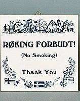 Inspirational Wall Plaque Roking Forbudt - Collectibles, CT-205, Danish, German, Germany, Home & Garden, Kitchen Decorations, SY: Roking Forbudt, Tiles-German