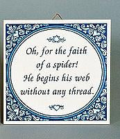 Inspirational Wall Plaque Faith Of Spider - Below $10, Collectibles, General Gift, Home & Garden, Kitchen Decorations, Tiles-Sayings, Under $10