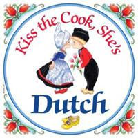 Decorative Wall Plaque Kiss Dutch Cook... - Collectibles, CT-210, Dutch, Home & Garden, Kissing Couple, Kitchen Decorations, Kitchen Magnets, Magnet Tiles, Magnets-Dutch, Magnets-Refrigerator, SY: Kiss Cook-Dutch, Tiles-Dutch, Top-DTCH-B, Wife