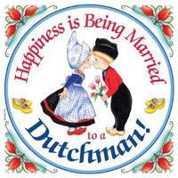Decorative Wall Plaque Happiness Married Dutchman - Collectibles, CT-210, Dutch, Home & Garden, Kissing Couple, Kitchen Decorations, Kitchen Magnets, Magnet Tiles, Magnets-Dutch, Magnets-Refrigerator, SY: Happiness Married to Dutch, Tiles-Dutch, Top-DTCH-A