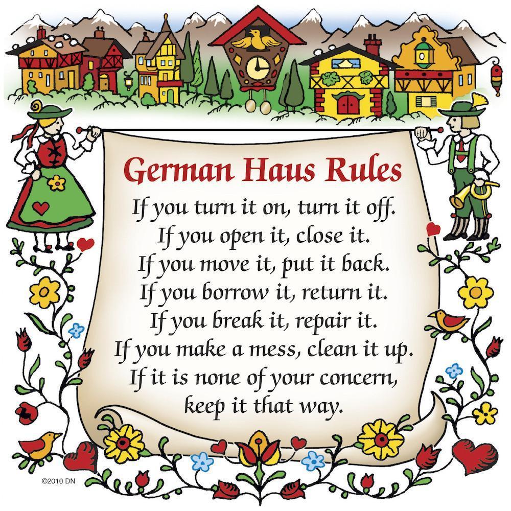 German Gift Ceramic Wall Hanging Tile  inchesGerman Haus Rules inches - Below $10, Collectibles, CT-220, German, Germany, Home & Garden, Kitchen Decorations, SY: House Rules-German, Tiles-German, Top-GRMN-B, Under $10