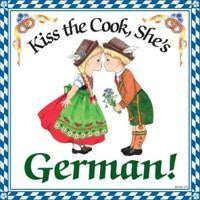 Ceramic Wall Plaque Kiss German Cook - Below $10, Collectibles, CT-106, CT-220, German, Germany, Home & Garden, Kissing Couple, Kitchen Decorations, SY: Kiss Cook-German, Tiles-German, Top-GRMN-B, Under $10, Wife