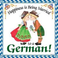 German Gift Wall Plaque Tile Happy German - Below $10, Collectibles, CT-106, CT-220, German, Germany, Home & Garden, Kitchen Decorations, SY: Happiness Married to a German, Tiles-German, Top-GRMN-B, Under $10