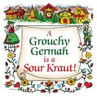 Grouchy German Is A Sour Kraut Wall Tile - Below $10, Collectibles, CT-220, German, Germany, Home & Garden, Kitchen Decorations, Kitchen Magnets, Magnet Tiles, Magnets-German, Magnets-Refrigerator, SY: Grouchy German, Tiles-German, Top-GRMN-B, Under $10