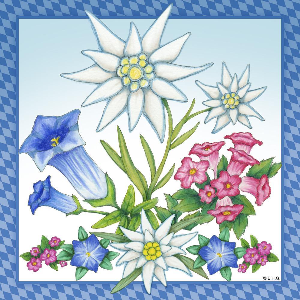 Ceramic Wall Plaque Edelweiss - Collectibles, CT-220, Edelweiss, German, Germany, Home & Garden, Kitchen Decorations, Tiles-Scenic