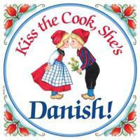 Kitchen Wall Plaques Kiss Danish Cook - Below $10, Collectibles, CT-205, Danish, Home & Garden, Kissing Couple, Kitchen Decorations, Kitchen Magnets, Magnet Tiles, Magnets-Refrigerator, SY: Kiss Cook-Danish, Tiles-Danish, Top-DNMK-A, Wife