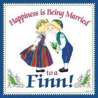 Kitchen Wall Plaques Happily Married Finn - Below $10, Collectibles, CT-215, Finnish, Home & Garden, Kissing Couple, Kitchen Decorations, SY: Happiness Married to a Finn, Tiles-Finnish, Top-FINN-A, Under $10