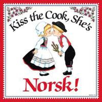 Kitchen Wall Plaques Kiss Norsk Cook - Below $10, Collectibles, CT-240, Home & Garden, Kissing Couple, Kitchen Decorations, Magnet Tiles, Magnets-Refrigerator, Norwegian, SY: Kiss Cook-Norwegian, Tiles-Norwegian, Top-NRWY-B, Wife