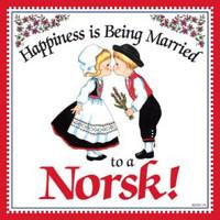 Kitchen Wall Plaques Happily Married Norsk - Below $10, Collectibles, CT-240, Home & Garden, Kissing Couple, Kitchen Decorations, Magnet Tiles, Magnets-Refrigerator, Norwegian, SY: Happiness Married to Norwegian, Tiles-Norwegian, Under $10