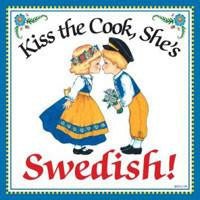 Kitchen Wall Plaques Kiss Swedish Cook - Below $10, Collectibles, Home & Garden, Kissing Couple, Kitchen Decorations, Kitchen Magnets, Magnet Tiles, Magnets-Refrigerator, Swedish, SY: Kiss Cook-Swedish, Tiles-Swedish, Under $10, Wife